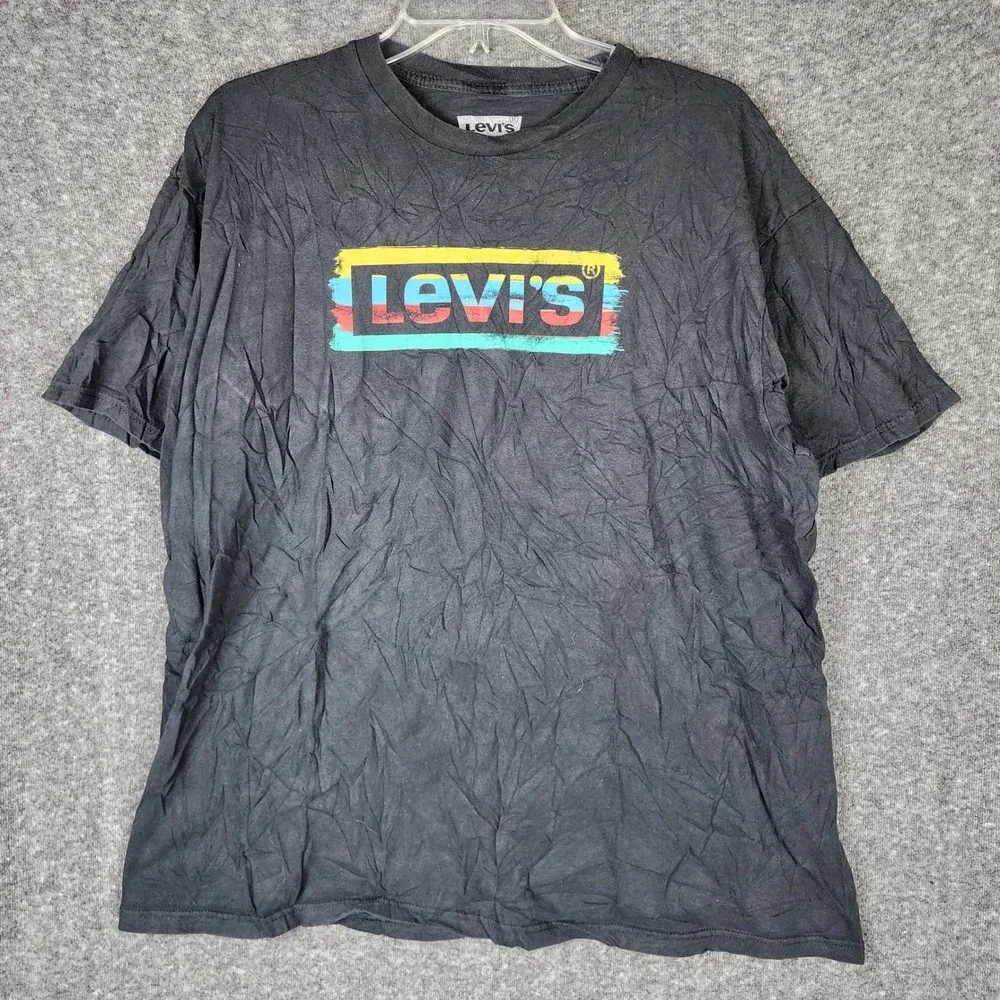 Levi's T-Shirt Mens 2XL Graphic Logo Black Short Sleeve Cotton EUC